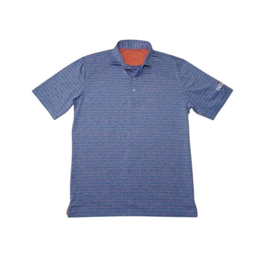 Johnnie-o Men's Medium Polo‎ Shirt Blue Striped Short Sleeve Polyester Spandex